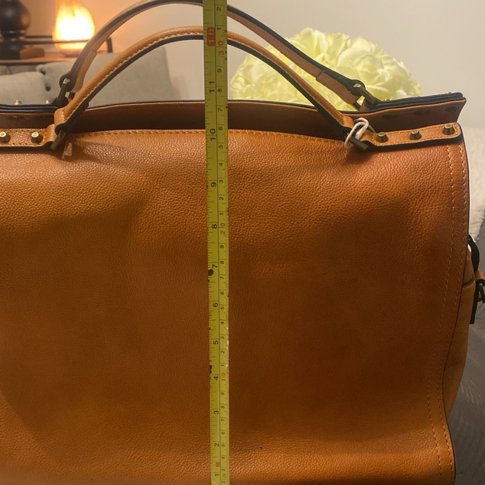 C&C California Tan Leather Women's Satchel with Studs-Brand New - Picture 6 of 11